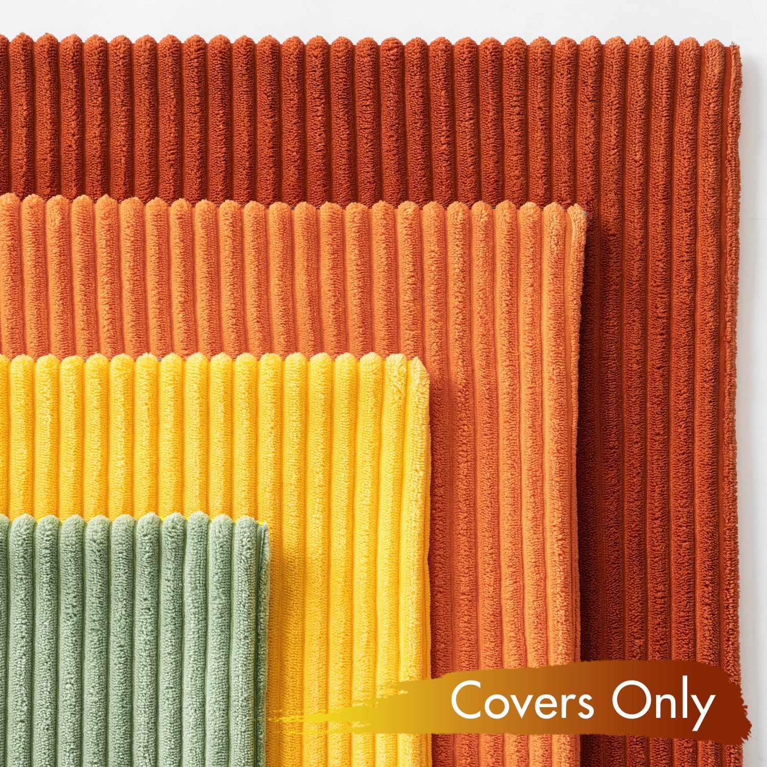Detalle 2 de MIULEE Corduroy Cushion Covers: Soft 40x40 cm Pack of 4 in Orange & Green