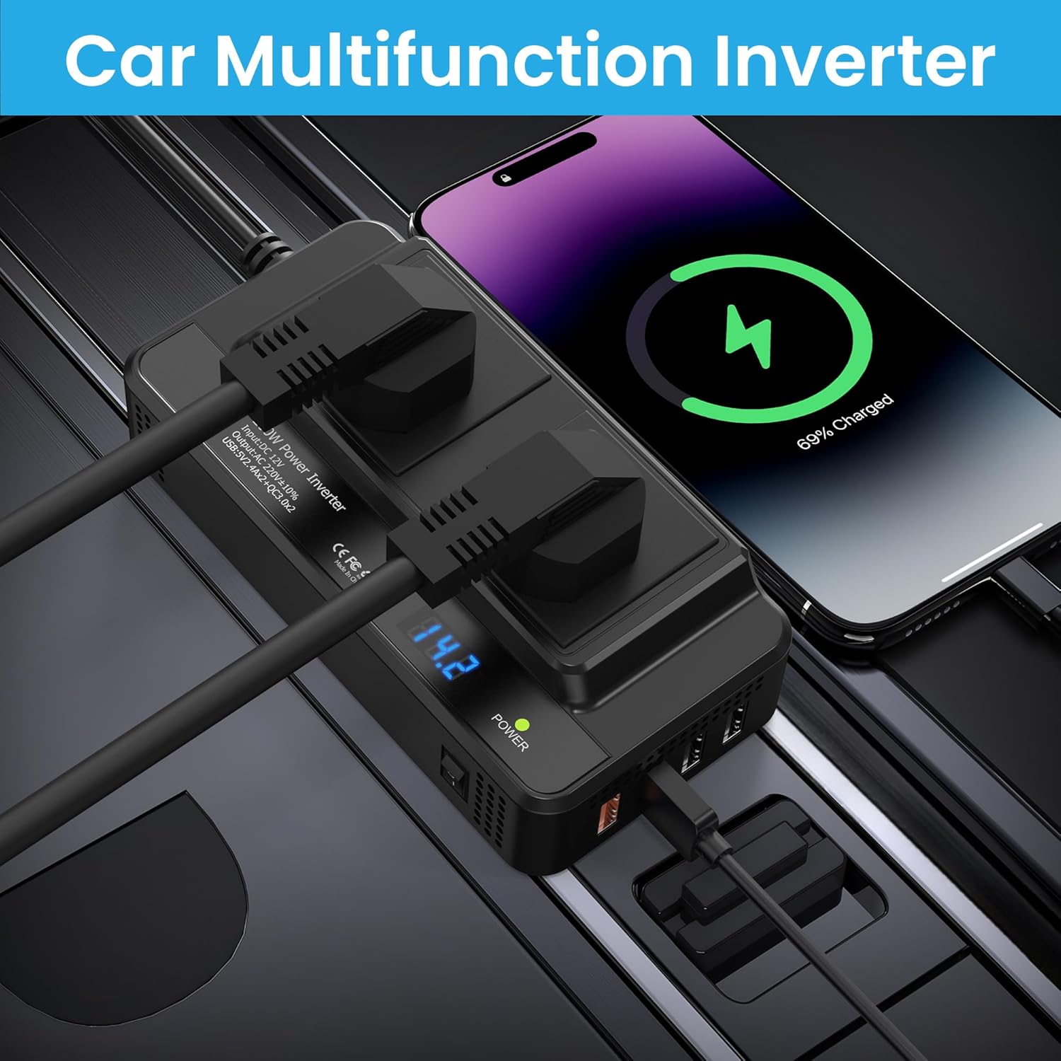 Thumbnail 6 de 200W Car Voltage Converter Inverter 12V to 230V 🔌