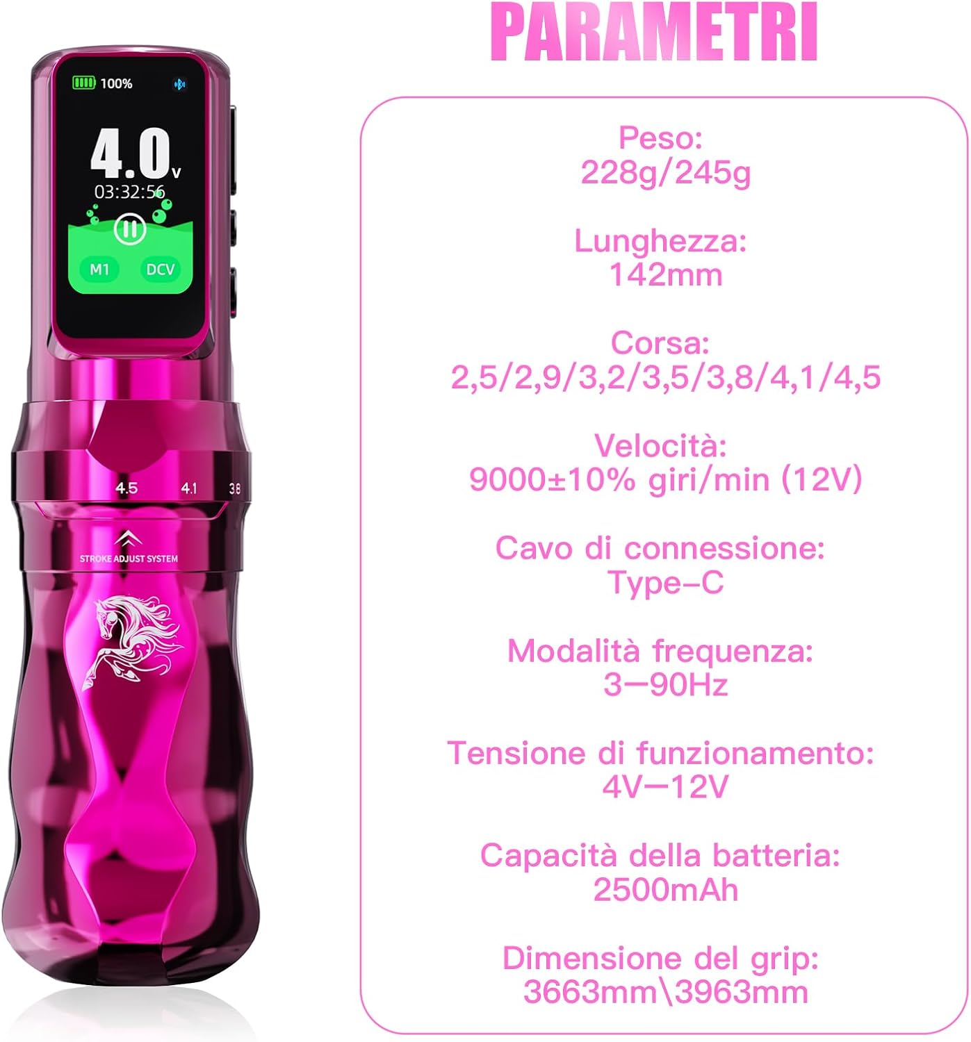 Thumbnail 6 de Dragonhawk Fold Pro Kit Year of the Horse – Macchina da Tatuaggio Edizione Rosa Senza Fili