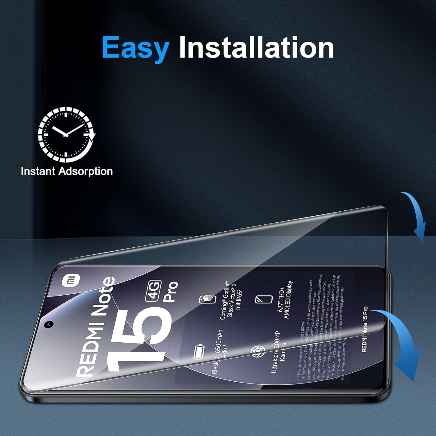 Thumbnail 3 de QULLOO Panzerglas für Xiaomi Redmi Note 15 Pro 4G – 2x Panzerfolie + 2x Kameraschutzfolie inkl. Installationswerkzeuge
