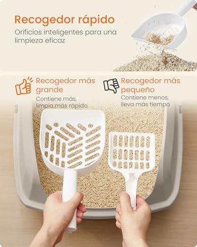 Detalle 1 de Feandrea Caja Arenero con Bordes Altos y Tamaño XL (abierta, con pala) PPT009LH01