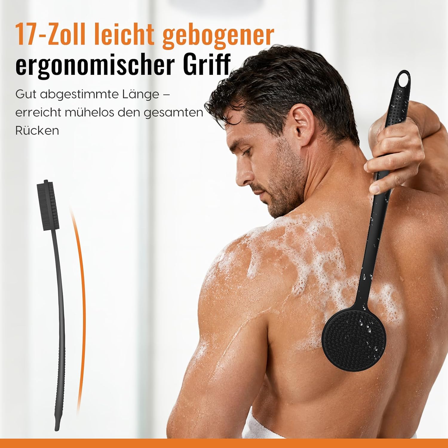 Detalle 2 de Silikon Rückenschrubber mit langem Griff zur Dusche