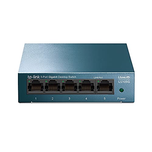 Detalle de TP-Link LS105G: Switch Ethernet Gigabit de 5 Puertos, carcasa metálica y diseño silencioso