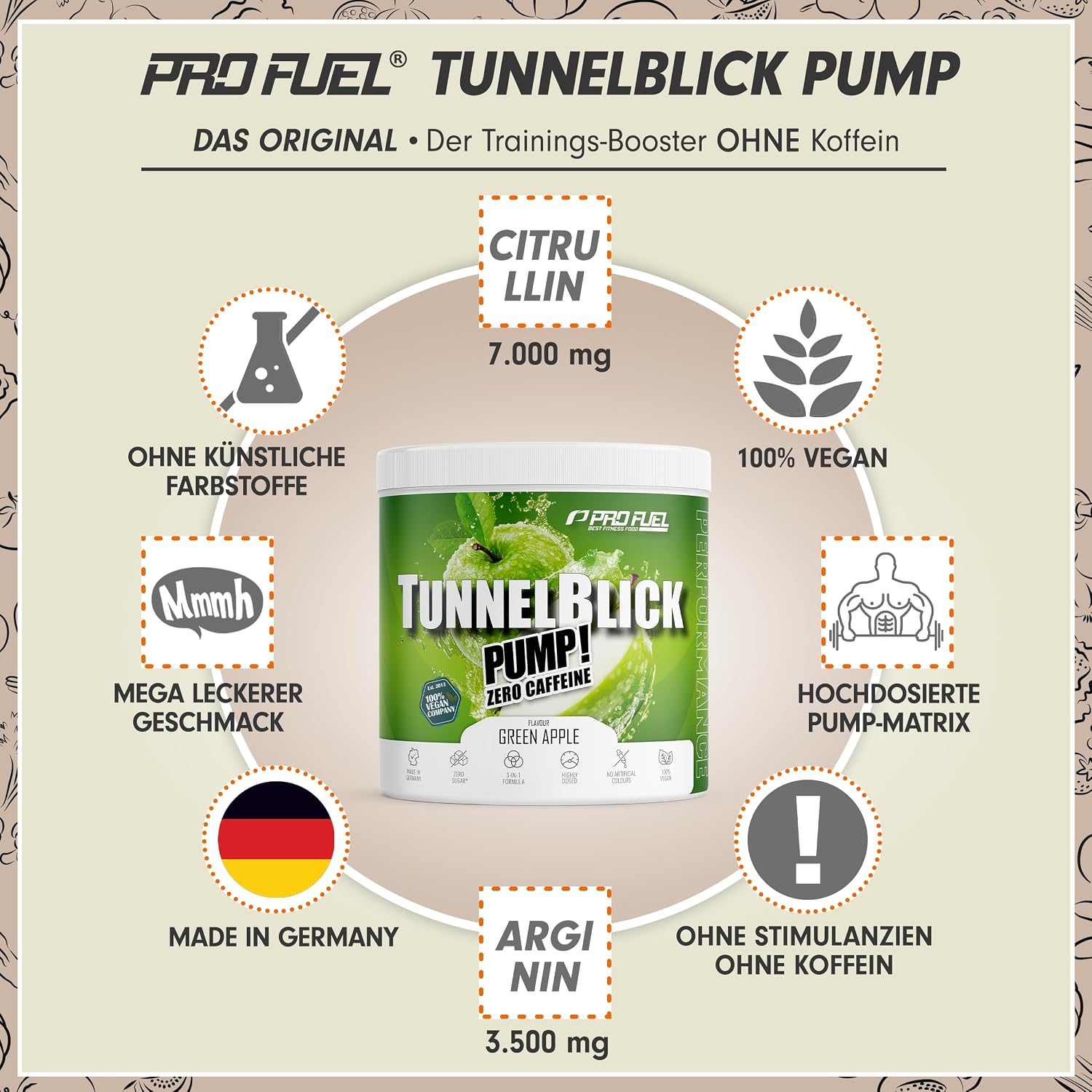 Thumbnail 1 de Pump Booster³ ohne Koffein (Green Apple, 440 g) – koffeinfrei Pre-Workout Booster mit Citullin, Arginin & Fokus