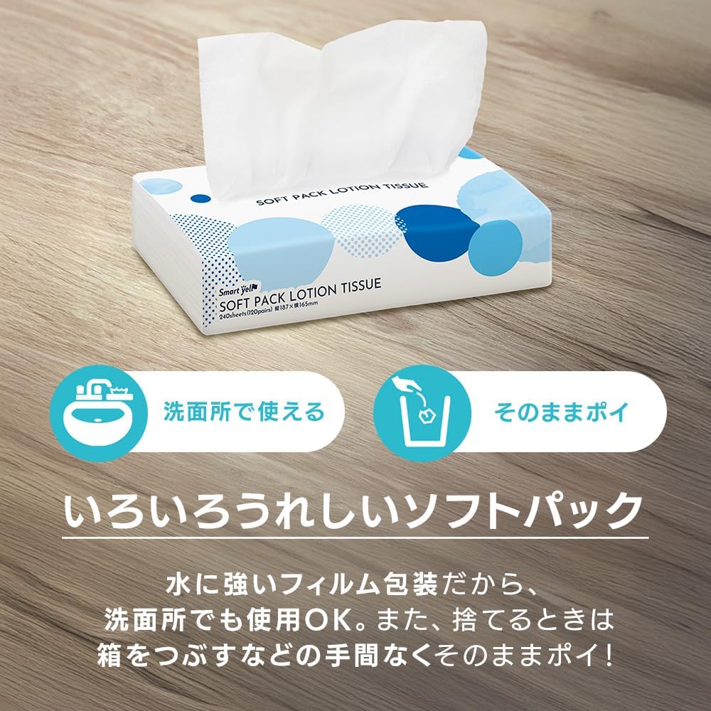 Detalle 2 de アイリスプラザ やわらか保湿ティッシュ ソフトパック 240枚×5個・パルプ100%