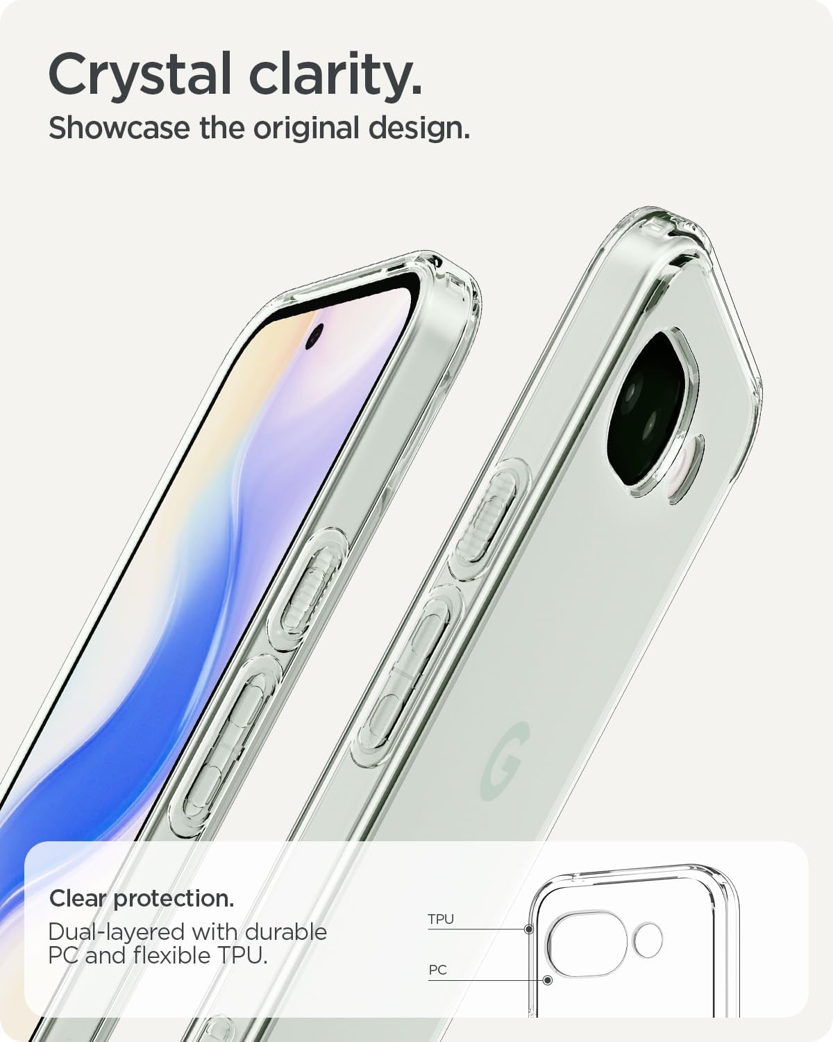 Detalle de Spigen Cover Ultra Hybrid per Google Pixel 10a (trasparente) con tecnologia Air Cushion