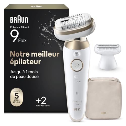 Braun Silk-épil 9 9-041 — Epilateur électrique femme, 3D, blanc et or