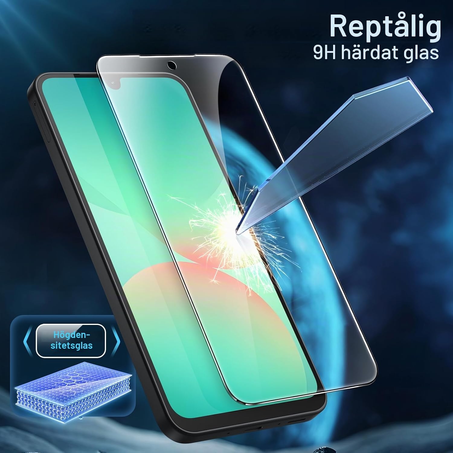 Detalle 1 de JETech 3-i-1 matt skal för Samsung Galaxy A26 5G, svart med 2 skärmskydd