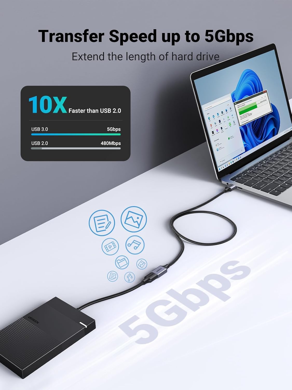 Detalle 2 de UGREEN USB 3.0 Extension Cable 3m