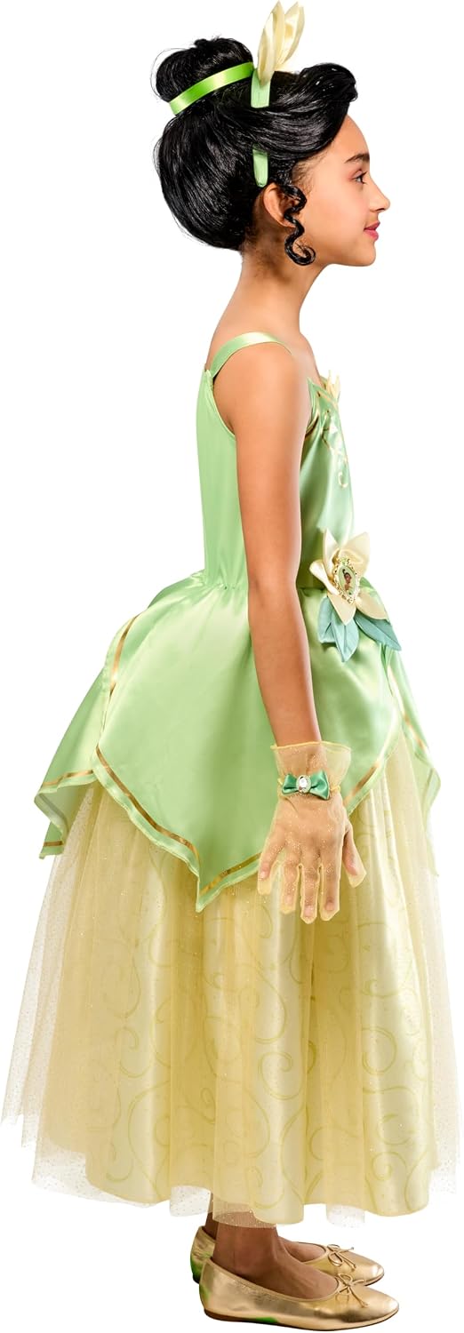 Detalle de Party City AM8411784 Disney Princess Tiana Costume Dress, Gold Foil and Glitter Mesh