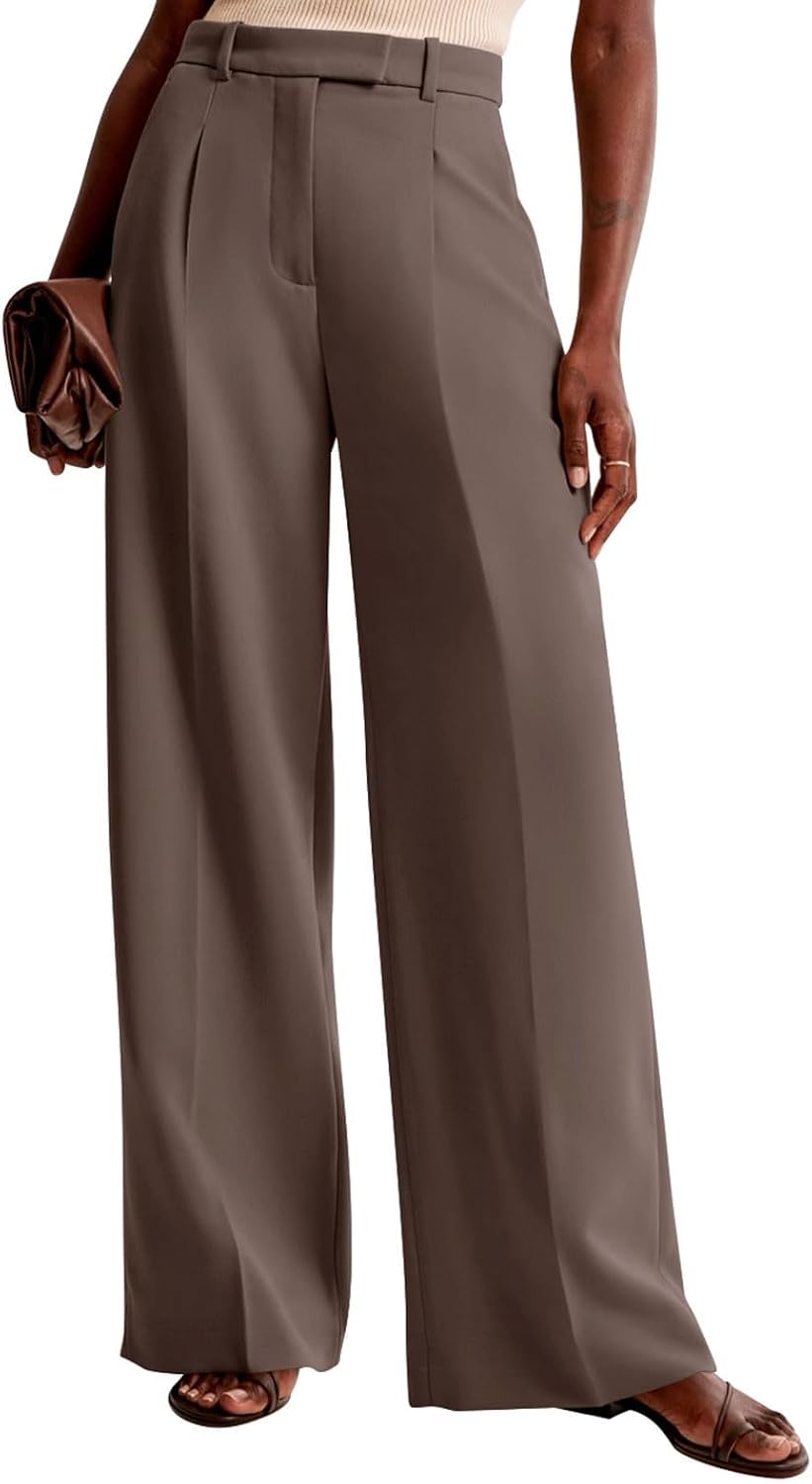 Detalle de NIMIN Women's Wide-Leg Work Pants in a Polyester Blend