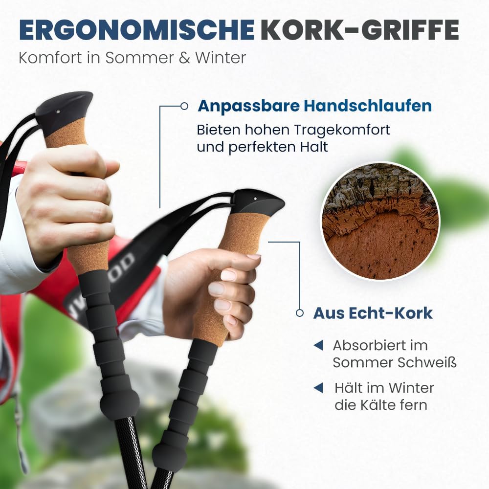 Detalle 2 de Steinwood Premium Carbon Wanderstöcke 65–135 cm