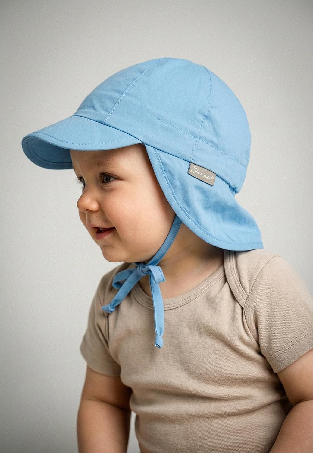 Detalle de Sterntaler Schirmmütze Nacken Basic – Unisex Baby- und Kinder-Mütze mit Nackenschutz, UV50+, Bio Popeline, eisgrün