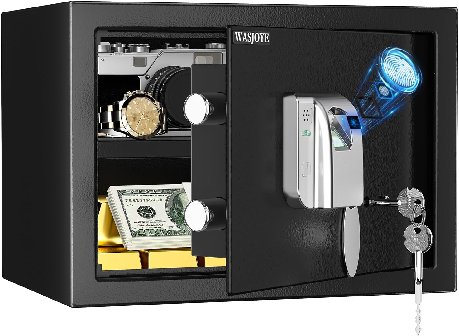 Thumbnail 6 de WASJOYE 57L: Cassaforte Ignifuga con Impronte Digitali e Apertura a Chiave – Sicurezza per Casa, Ufficio e Hotel