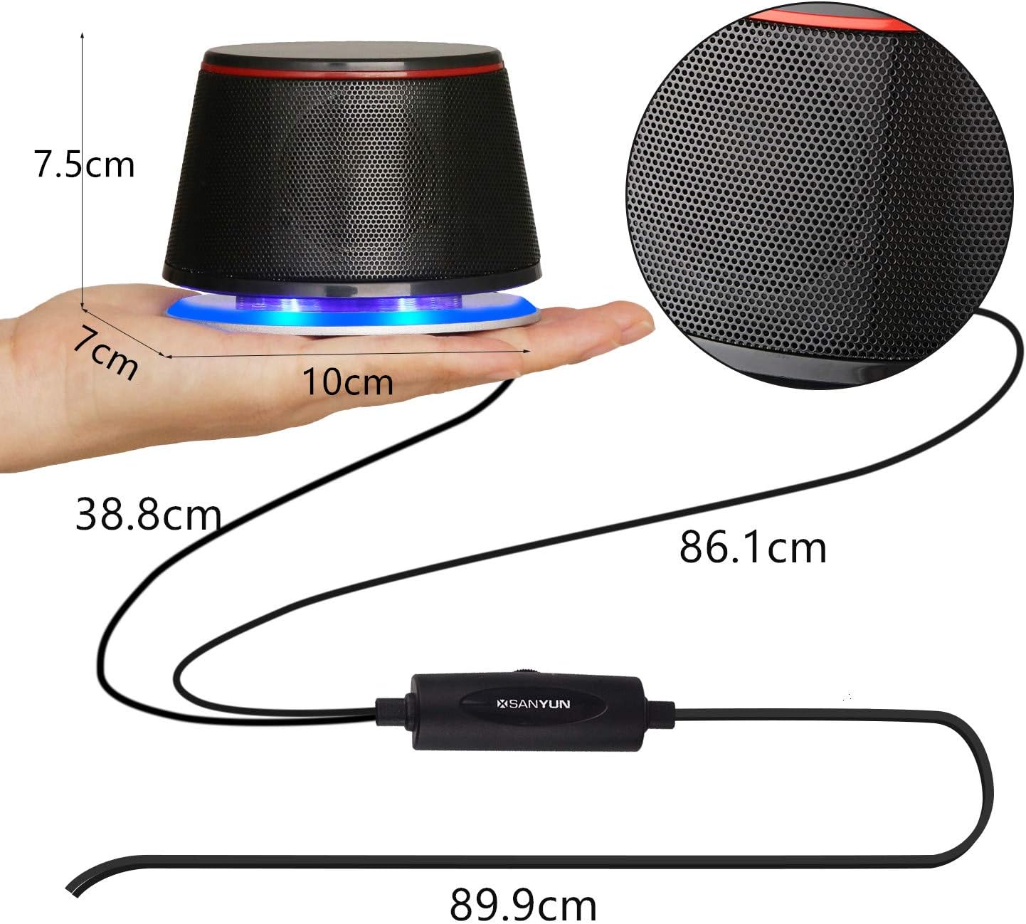 Thumbnail 4 de Sanyun SW102 computer speakers (SW102) – 5Wx2 USB-powered 2.0 stereo with deep bass in a small body