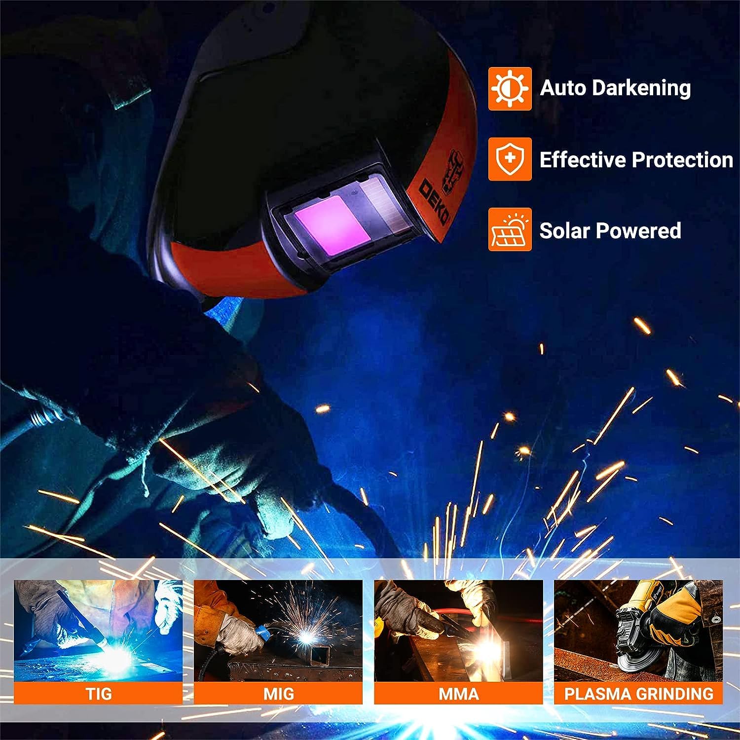 Detalle de DEKO Casco de soldadura solar autooscurecimiento 4/9-13