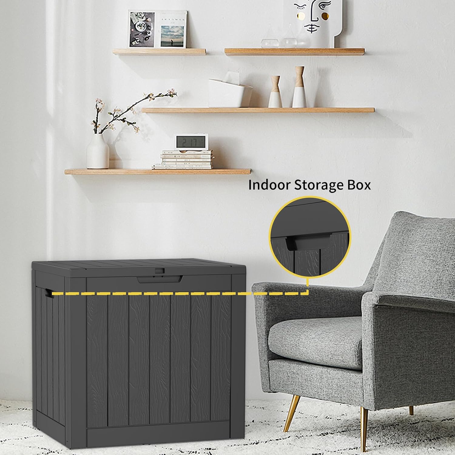 Thumbnail 4 de MAIUSCOLI YY-0726-30SM-Black 45-Gallon Resin Outdoor Deck Box, Lockable
