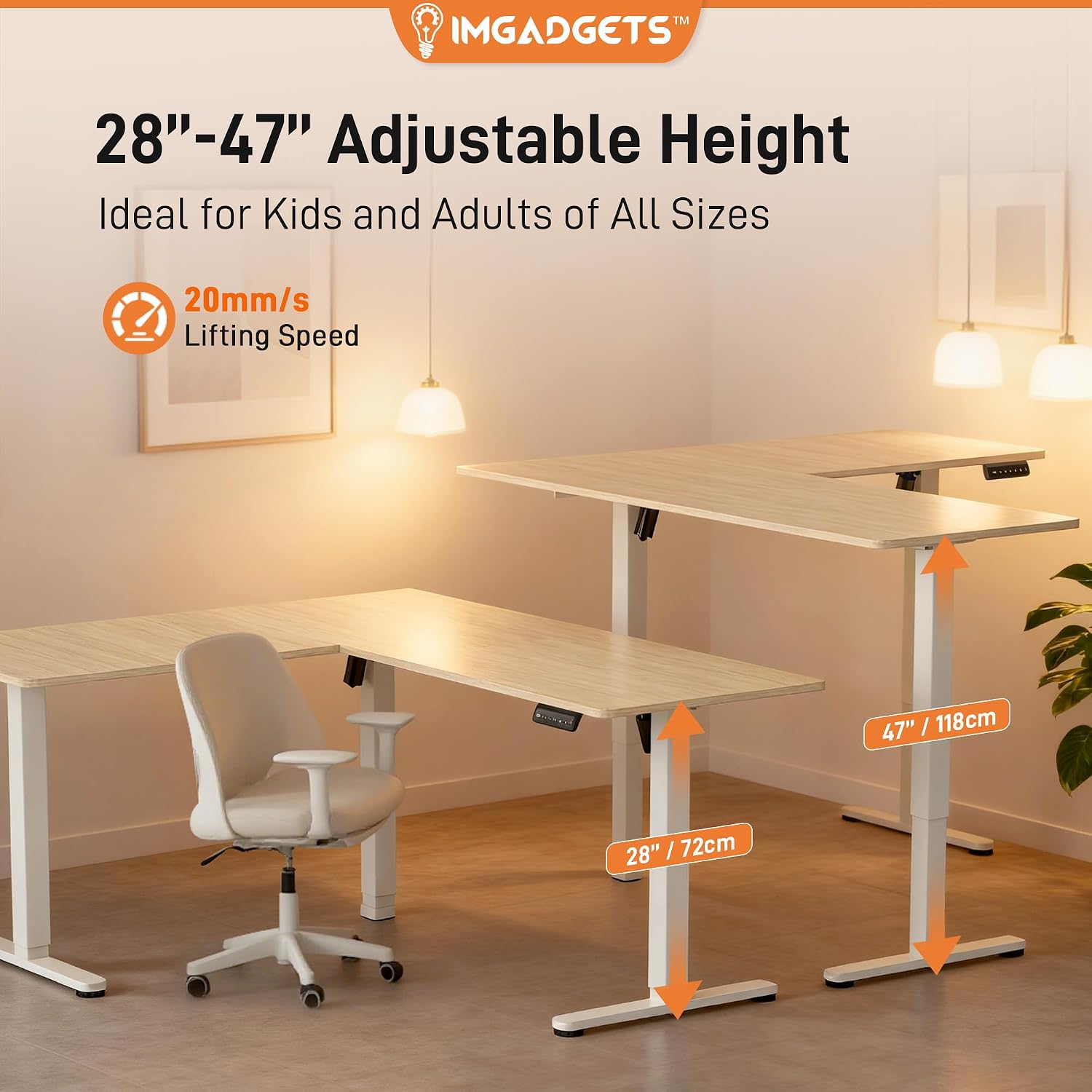 Thumbnail 3 de IMGadgets L shaped desk Electric L-Shaped Standing Desk, 63" x 55", Dual Motor