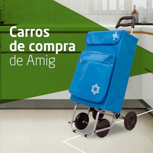 Detalle de Amig Carro de la Compra de 4 Ruedas con Bolsillo Térmico – Capacidad 48 L y 15 kg