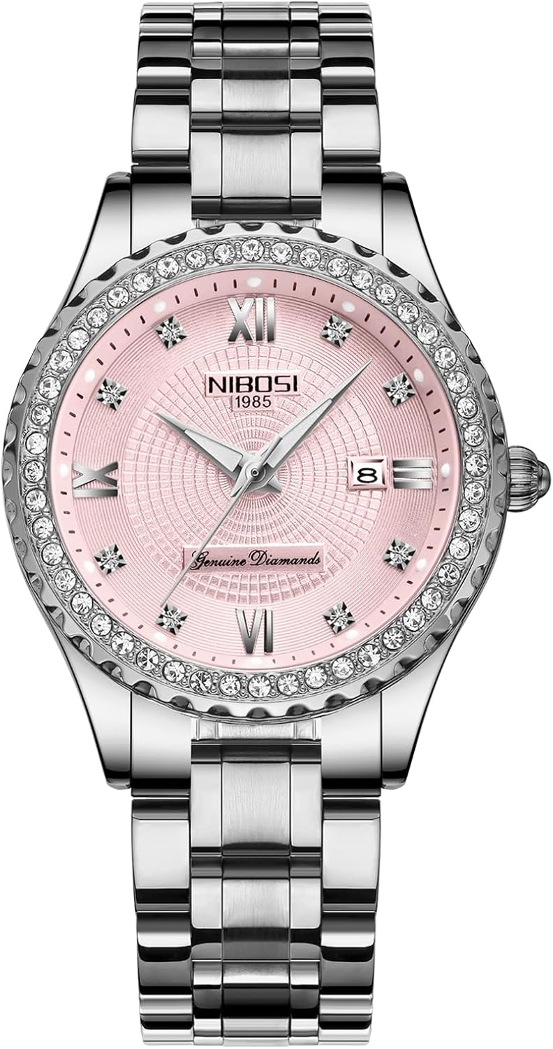 Thumbnail 6 de NIBOSI Armbanduhr für Damen mit Quarzwerk, Mineralglas & Roségold-Diamant-Zifferblatt