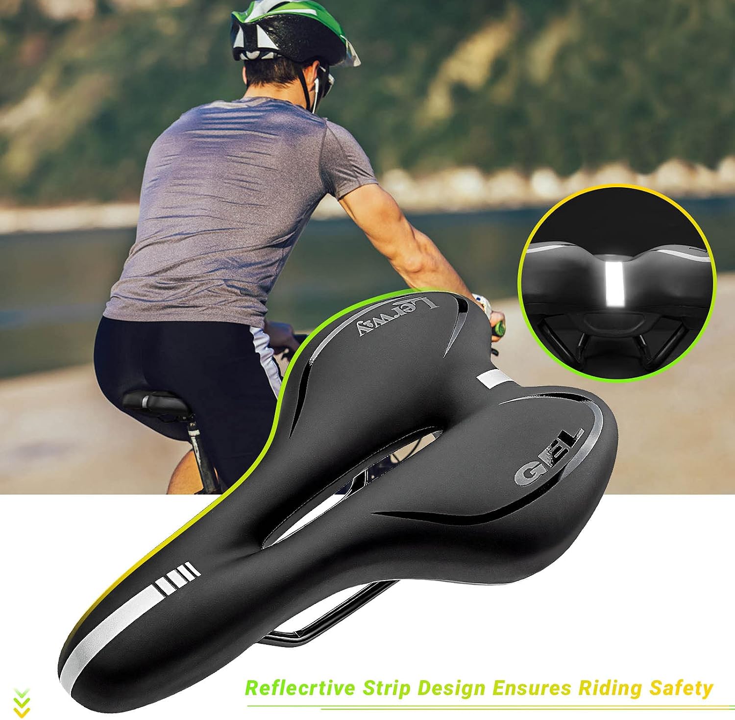 Detalle de LERWAY Mountain Bike Saddle Gel Seat – Waterproof, Breathable and Comfortable