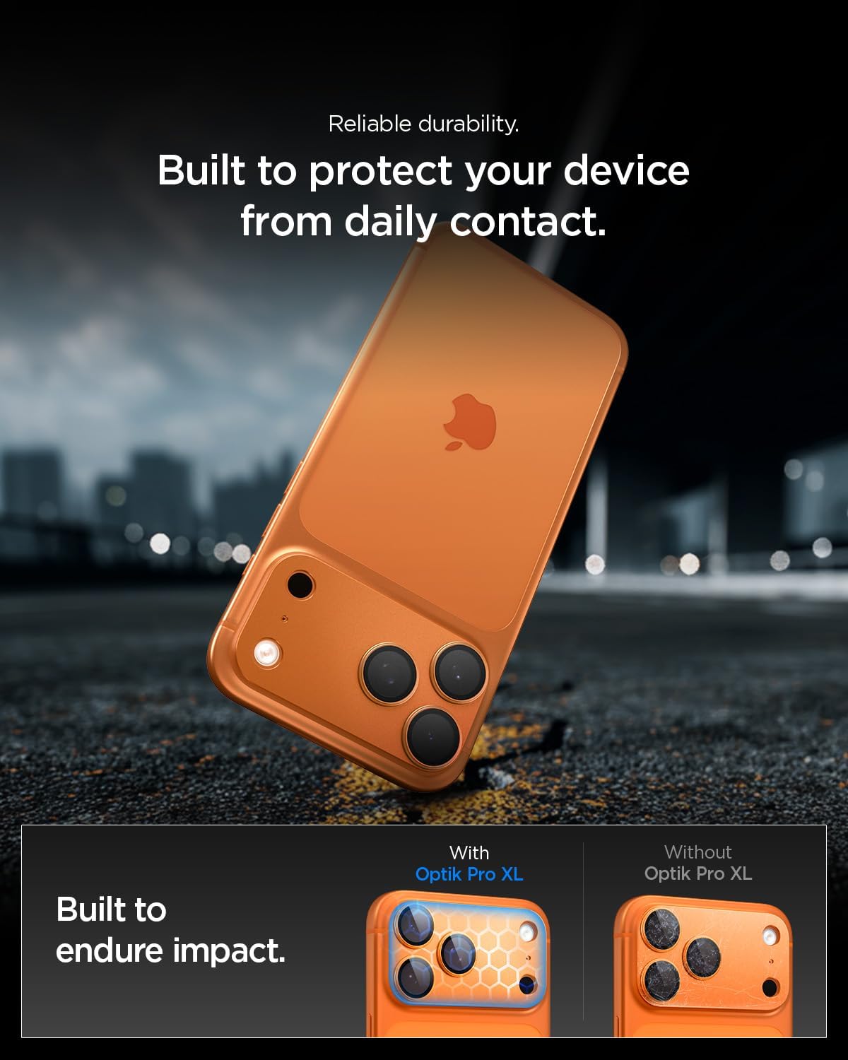 Thumbnail 4 de Spigen Glas.tR EZ Fit Optik Pro XL pour iPhone 17 Pro (Protection caméra) – Orange cosmique