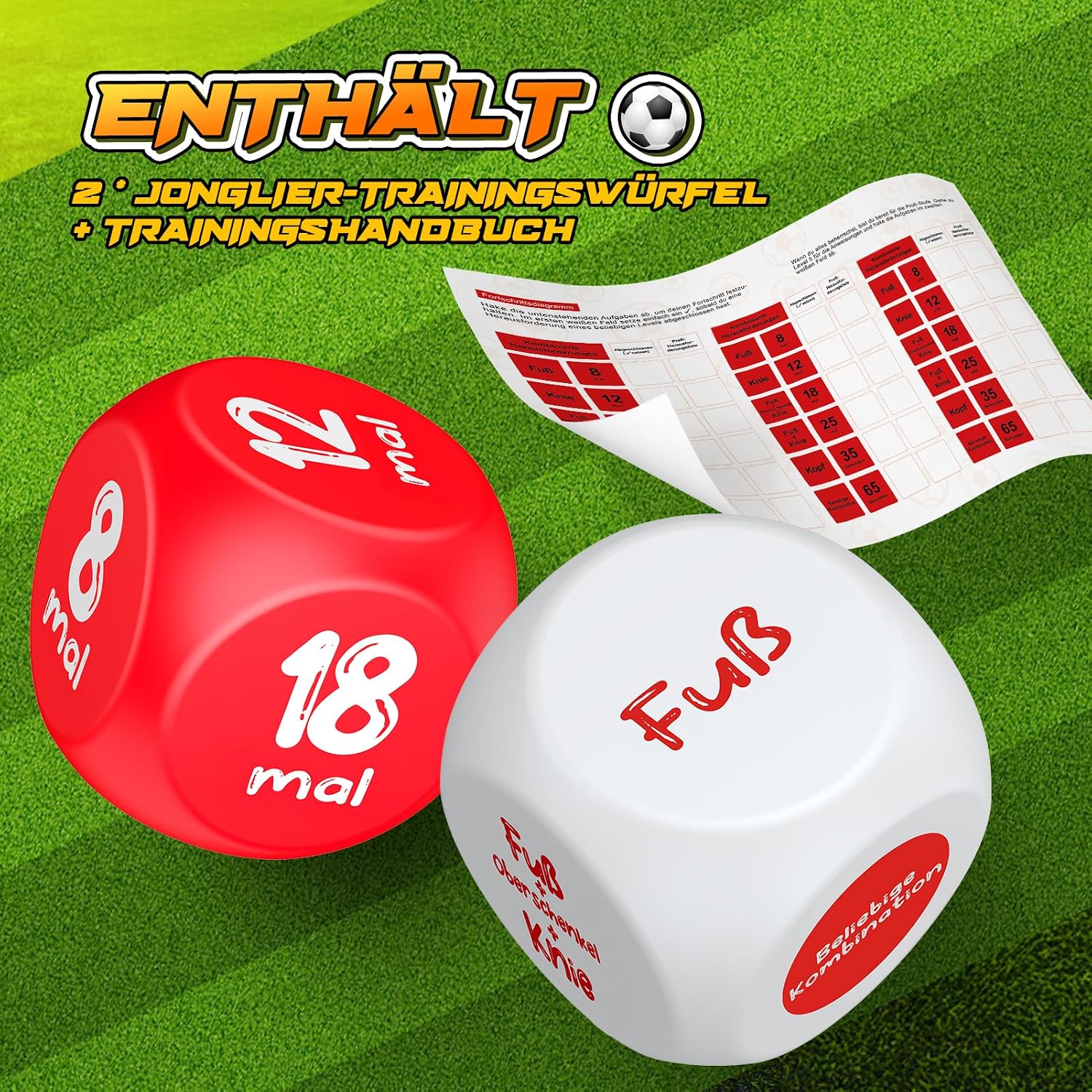 Thumbnail 4 de HappyKidsClub Fussball Trainingszubehör – 2er Set Würfel inkl. Trainingsideen (EVA)