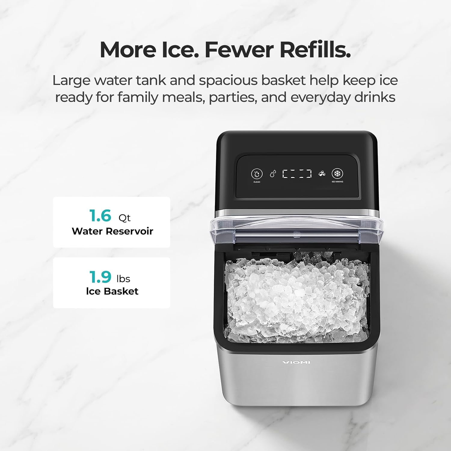 Detalle de VIOMI Viomi Nugget Ice Maker Countertop Ice Maker with Self-Cleaning