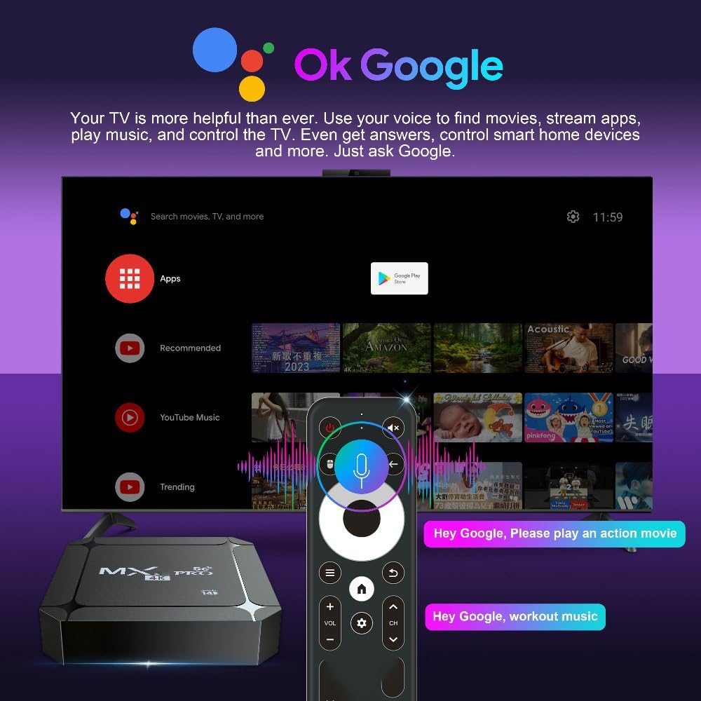 Thumbnail 1 de X88 MXQ Pro 5G Android 14.0 TV Box with WiFi 6, 2GB RAM/16GB storage and Bluetooth remote
