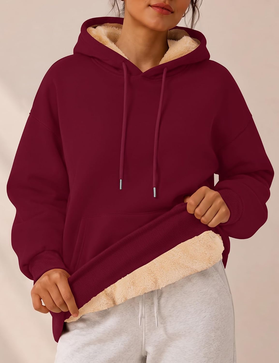 Detalle de LOMON Women's Hoodie, 100% Cotton Shell