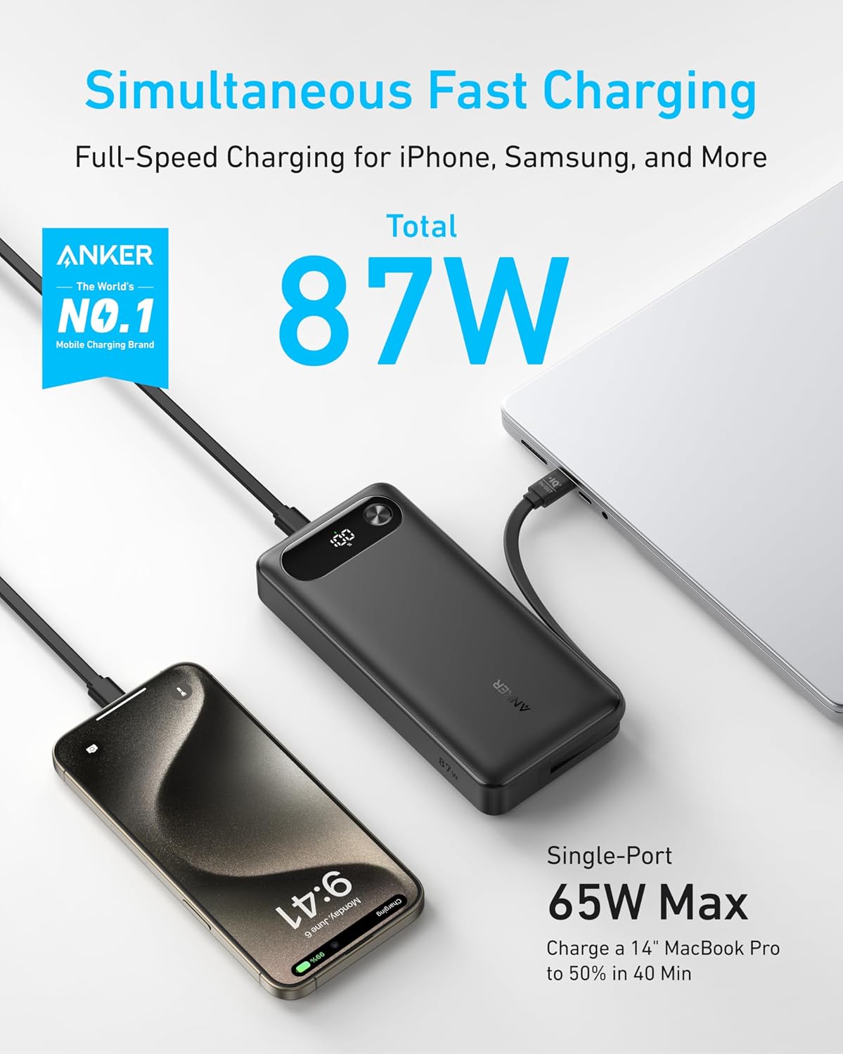 Detalle 2 de Anker Cargador portátil 20.000 mAh 87 W