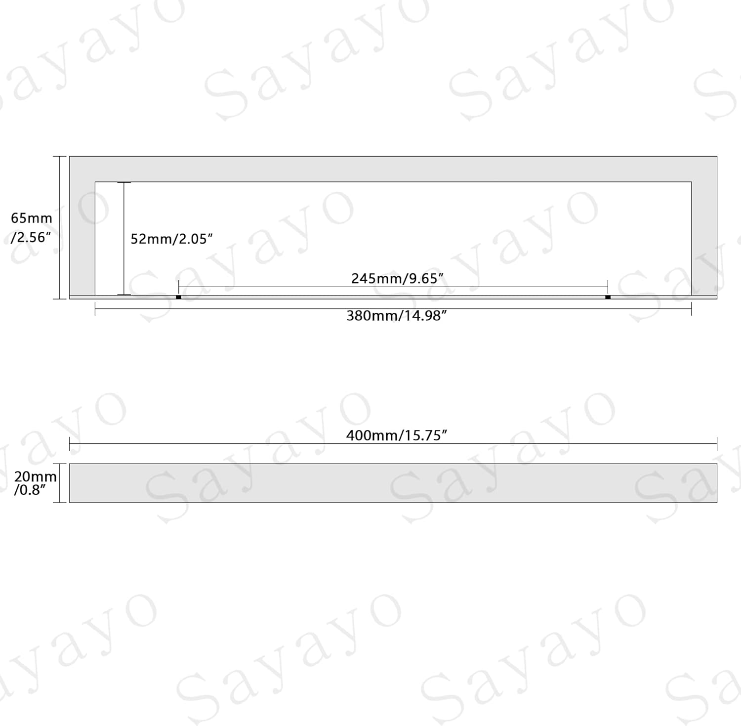 Thumbnail 5 de SAYAYO 40 cm porte-serviette mural sans perçage (noir mat) en acier inox SUS304