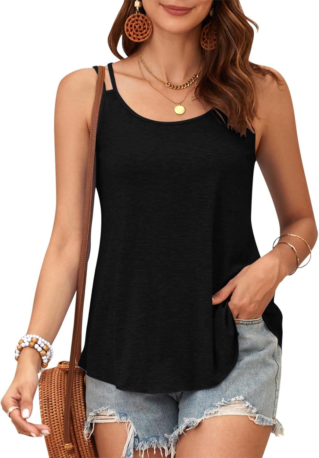 Thumbnail 1 de PLOKNRD Débardeur Femme Été Gilet à Bretelles Spaghetti Chic et Élégant sans Manche – Col Rond