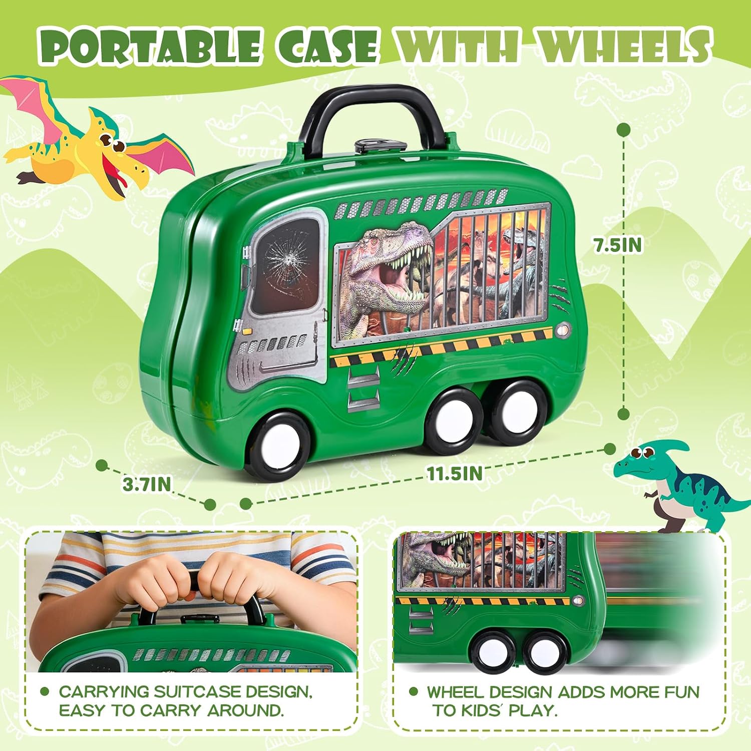 Detalle de Crelloci Dinosaur Colour Dough Set (26 pcs) with Tools, Moulds and Portable Wheeled Case