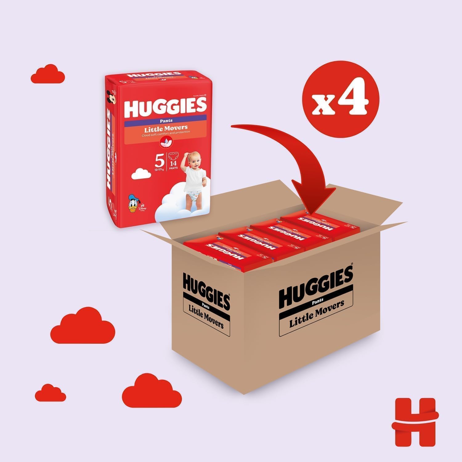 Thumbnail 2 de Huggies Little Movers Taglia 5 56 pezzi 🧷