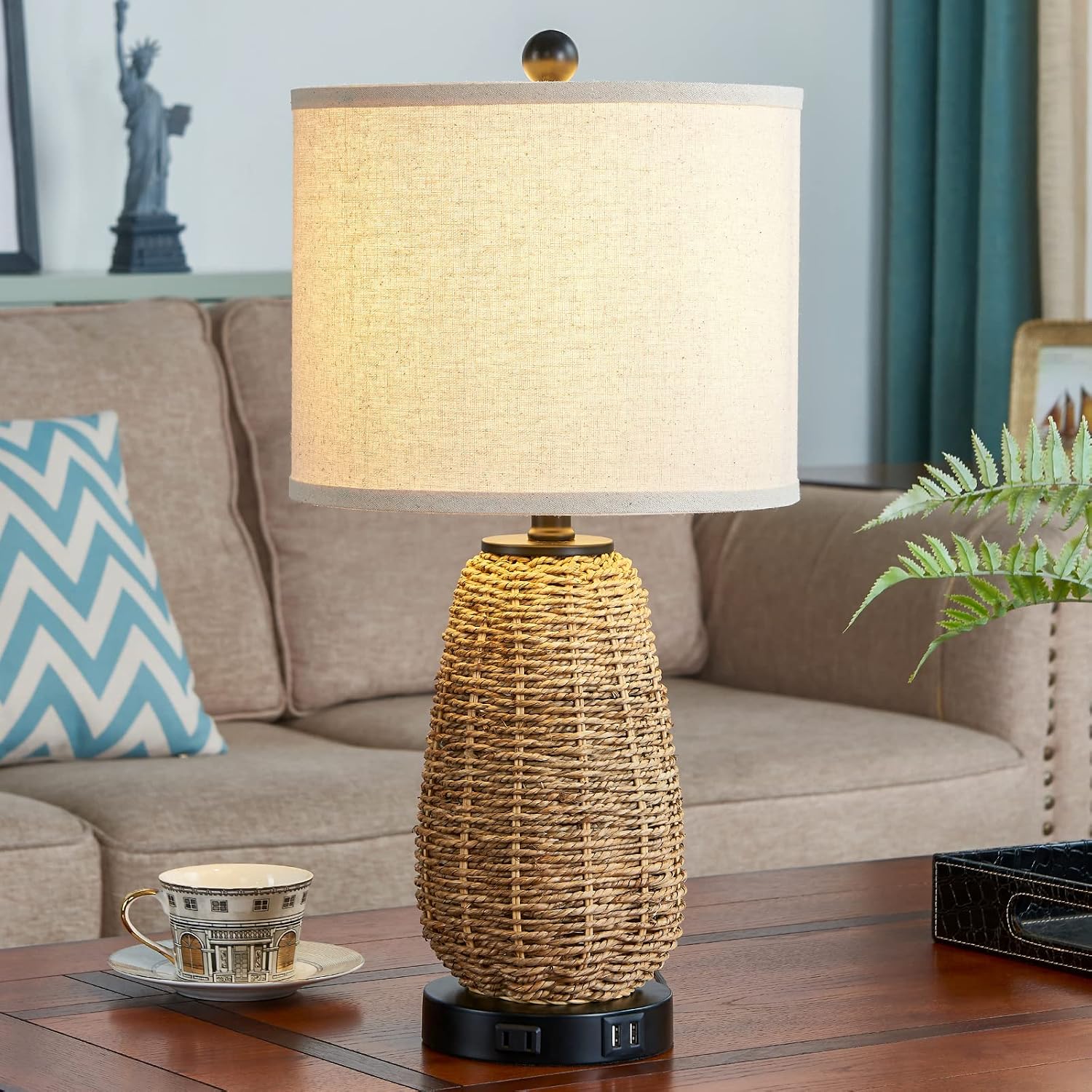 Thumbnail 6 de CINSARY TD-CS-65 Rattan Table Lamps, Set of 2 with Touch Dimming
