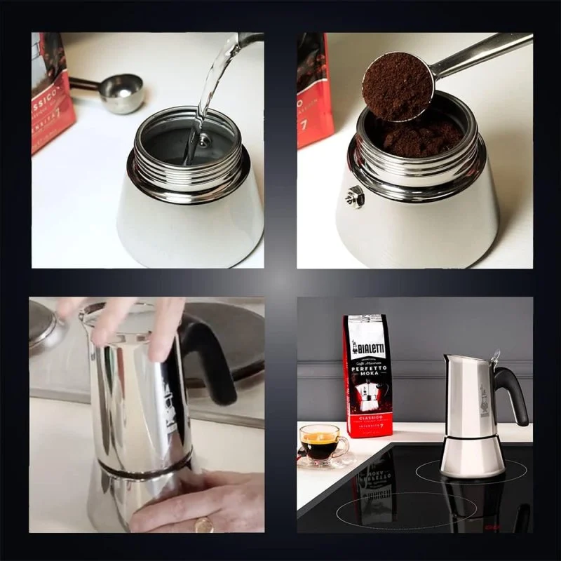 Detalle 2 de Bialetti Venus Cafetera Italiana 4 Tazas Plato de Acero Inoxidable 18/10