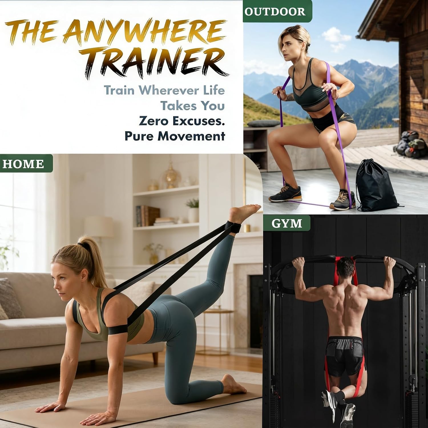 Detalle 2 de Resistance Bands Set with Door Anchor and Pro Handles – 4.5mm Heavy Duty TPE Bands for Home Gym