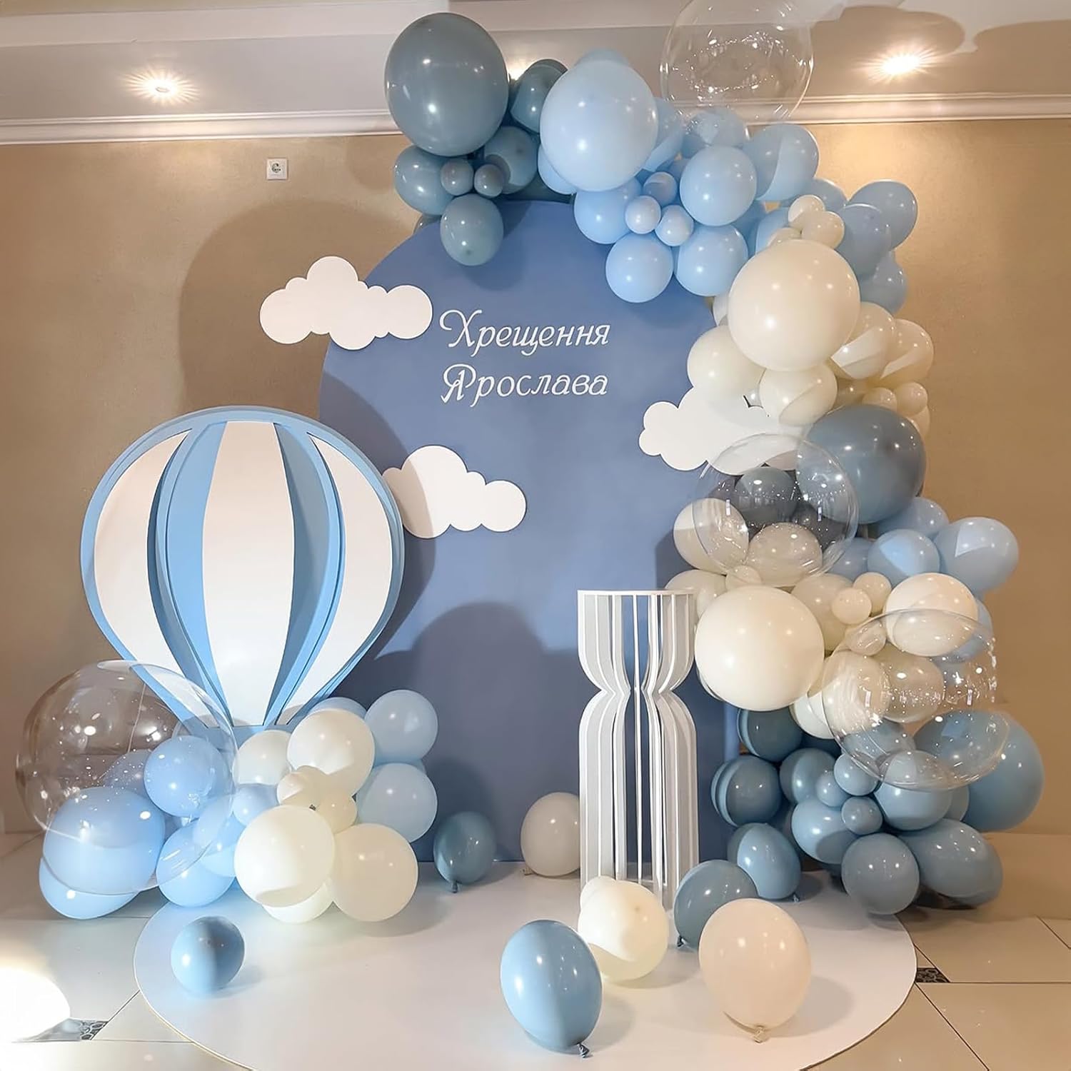 Thumbnail 4 de Dusty Blue Balloons Set — 60-Pack, 12-Inch Fog Slate & Matte White Latex Balloons for Baby Showers, Weddings, and Celebrations
