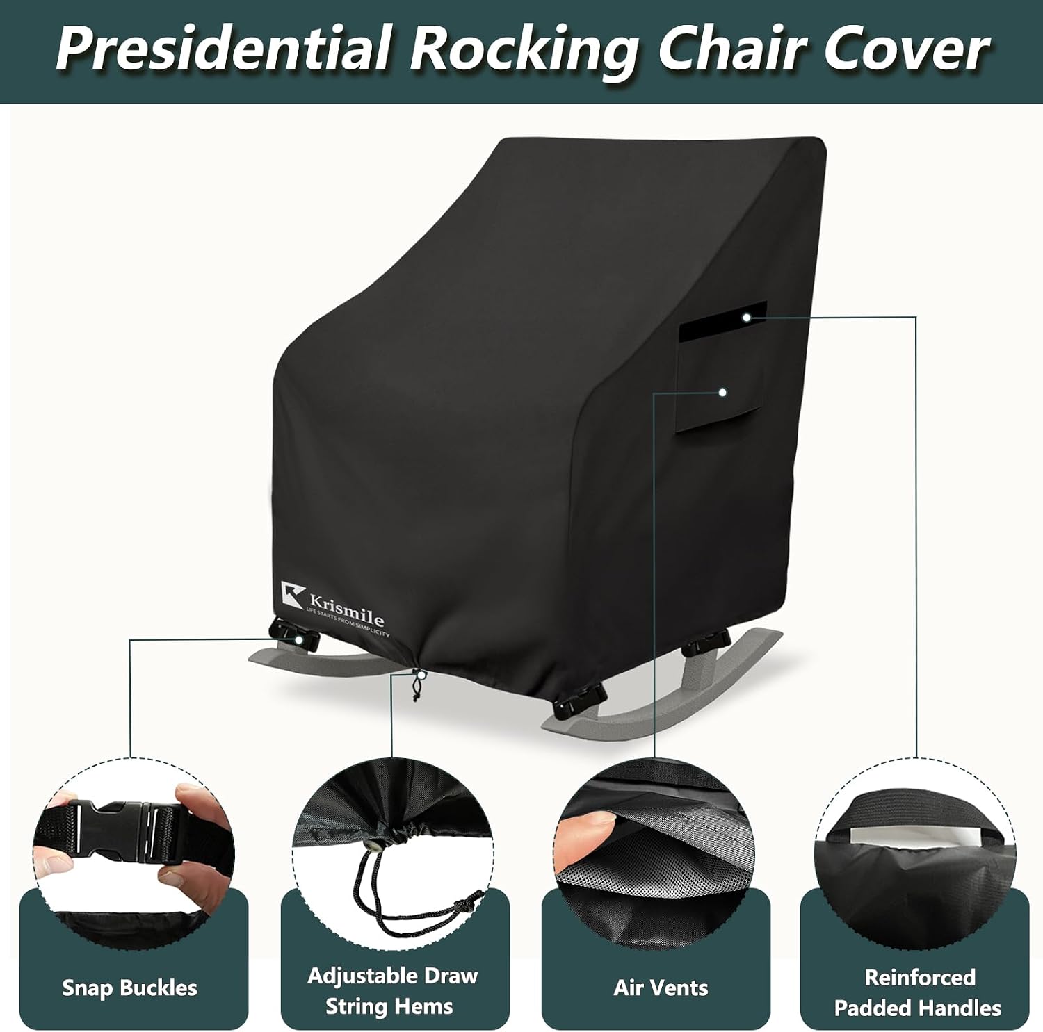Detalle de Krismile Rocking Chair Cover, 600D Oxford Fabric