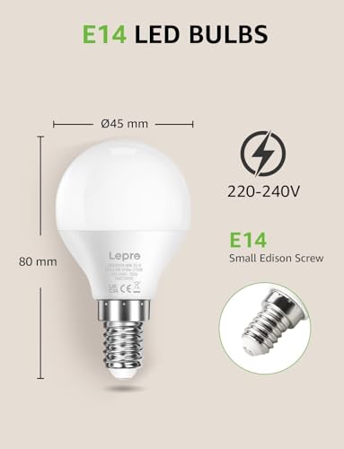 Detalle 2 de Lepro Lot de 6 Ampoules LED E14-4,2W (40W équivalent) 470 lm - Blanc chaud 2700K - Non dimmable, format P45, culot vis E14