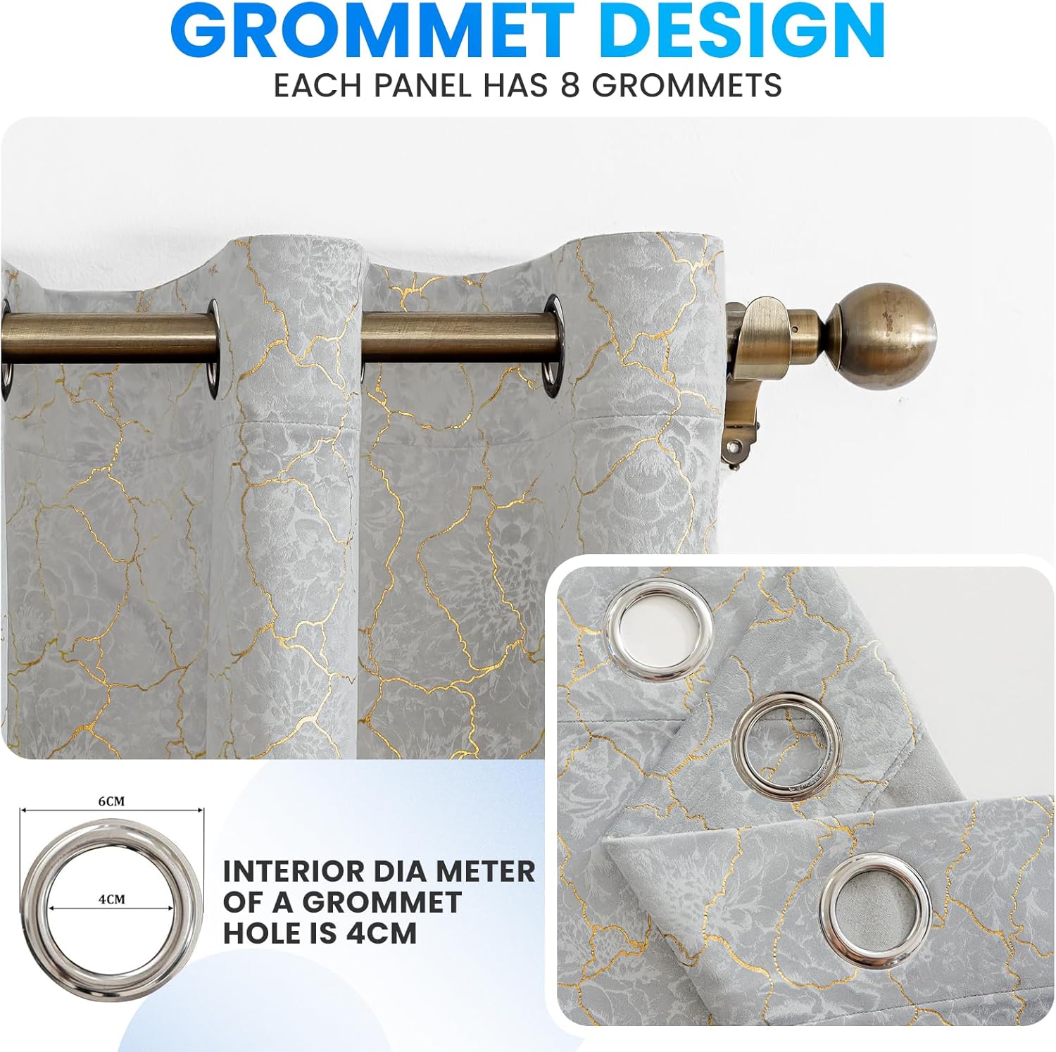 Detalle 2 de Ystyle Rideau Occultant Velours – Lot de 2, 117 x 137 cm, Beige