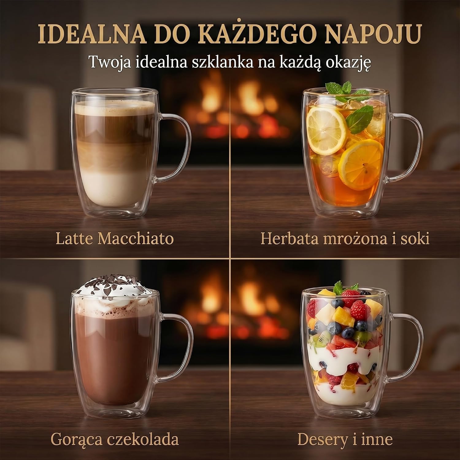 Detalle de GOODS+GADGETS szklanki z podwójnymi ściankami, 6 × 300 ml, szkło borokrzemianowe
