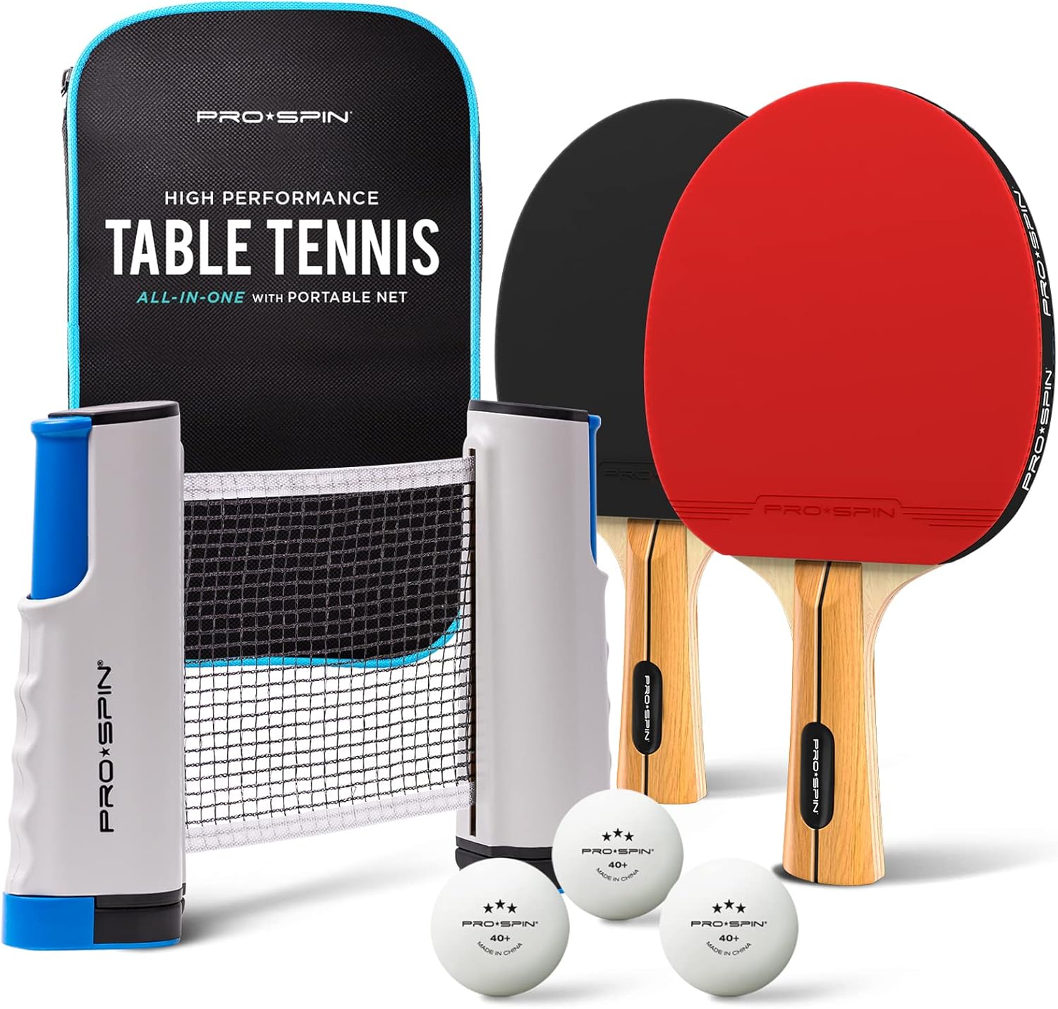 PRO-SPIN Set da Tavolo Portatile con Rete Estensibile 183 cm