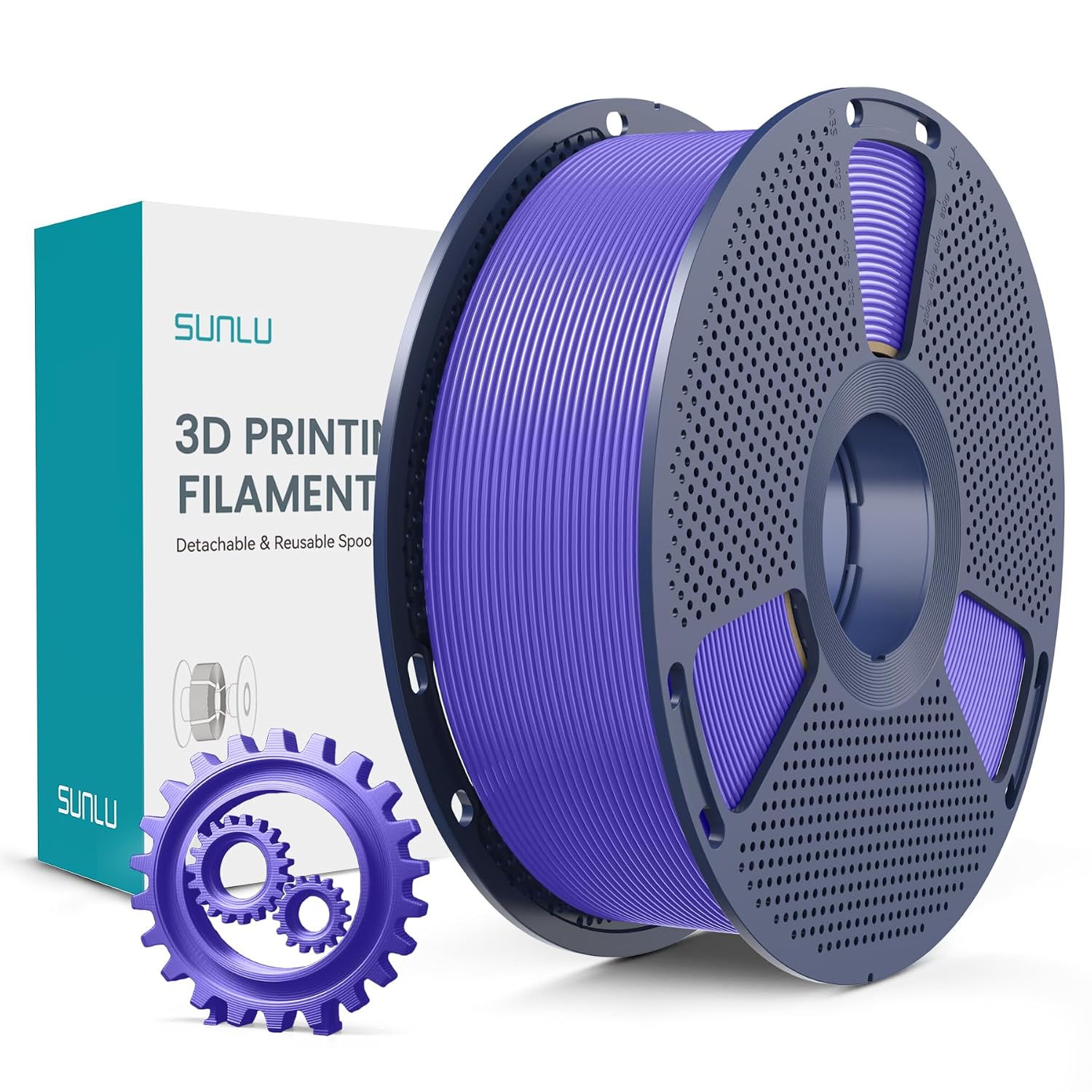 Detalle 2 de SUNLU 5KG PLA+ 3D Printer Filament Bundle (5x 1KG spools), 1.75mm, PLA Plus Transparent (White/Orange/Red/Blue/Green)