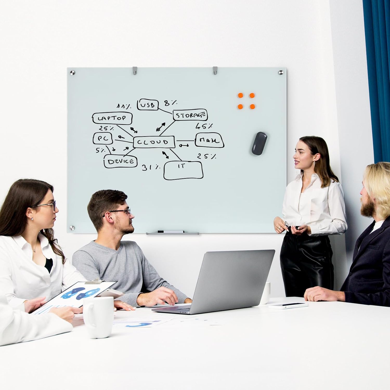 Thumbnail 6 de Wingwise BG9012 48 x 36-Inch Magnetic Tempered Glass Whiteboard