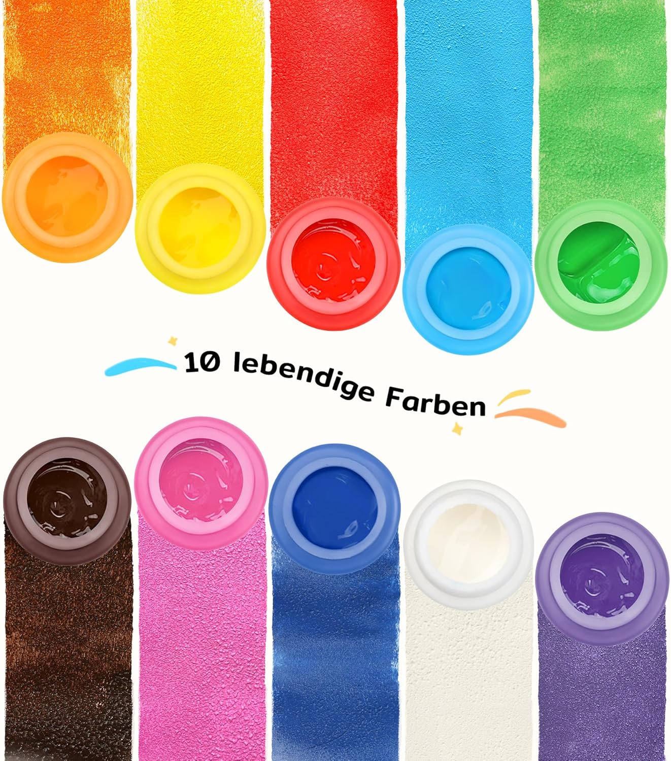 Detalle de TMOL Fingerfarben Kinder ungiftig – 10 Farben Set mit Waschfarben und Zubehör