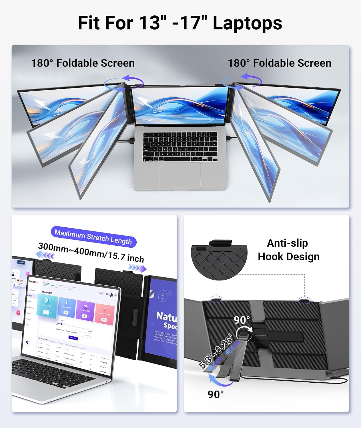 Thumbnail 6 de Wixzet 14" Triple Laptop Screen Extender (Ultra-Thin FHD 1080P Portable Monitor)
