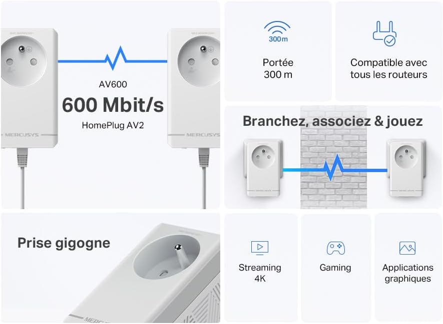 Thumbnail 2 de Mercusys MP300P CPL 600 Mbps 📶