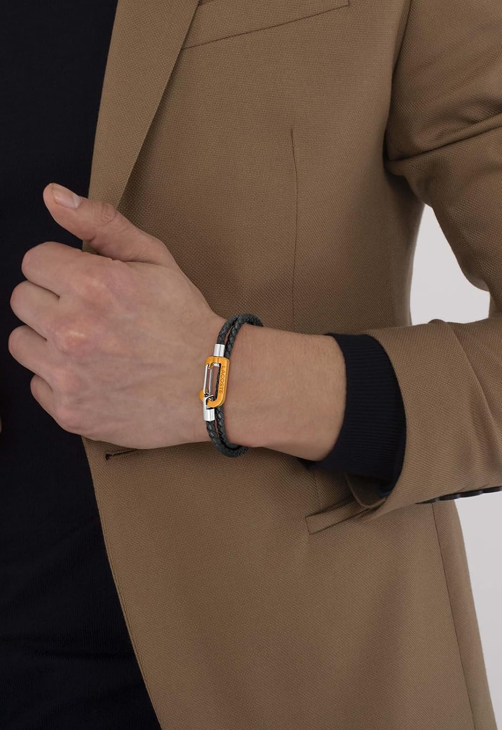 Thumbnail 2 de Bracelet Lacoste en cuir double tour pour homme « MATT » avec fermoir mousqueton